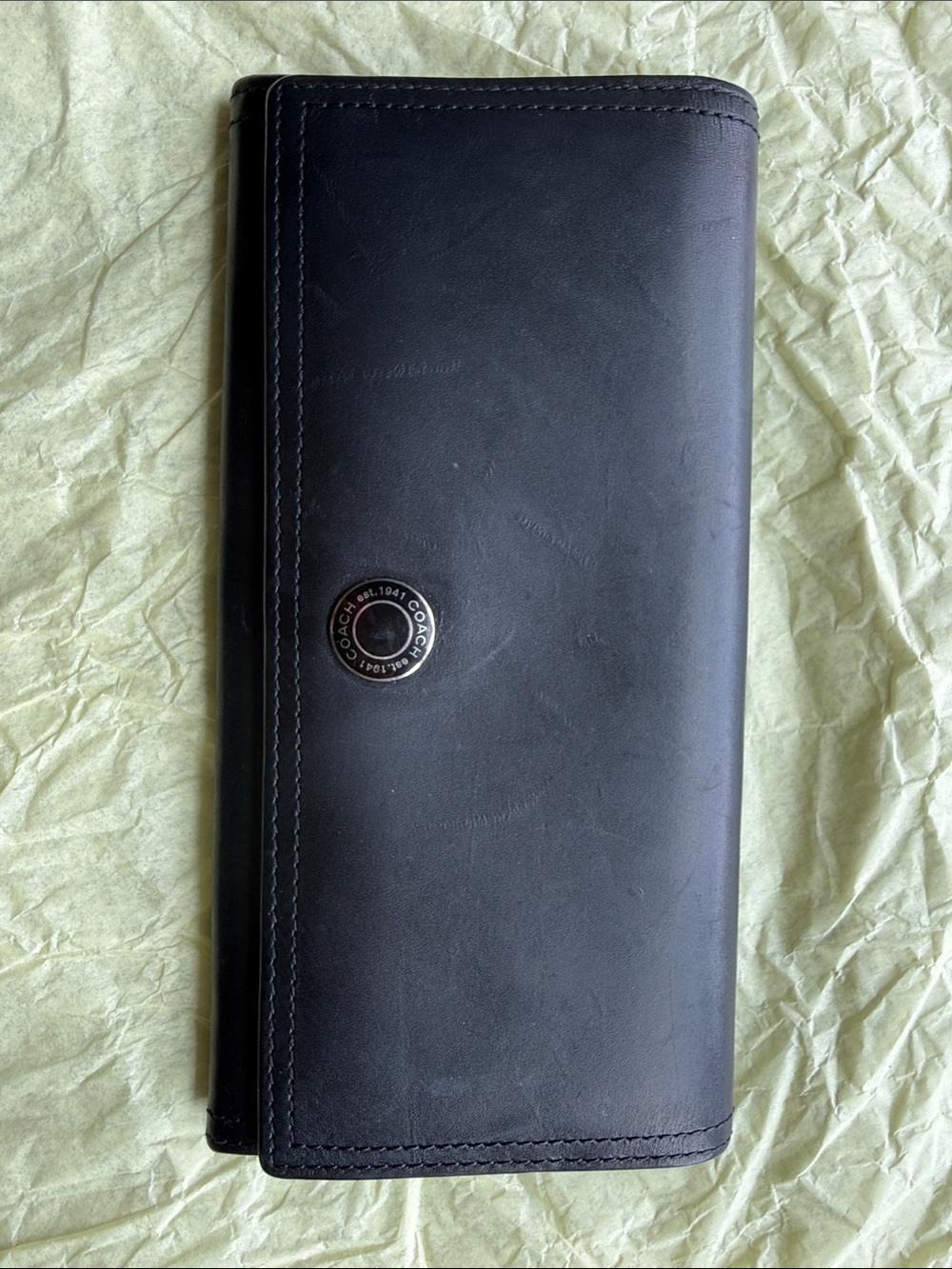 Coach vintage  Black Leather Snap-Button Continental Wallet